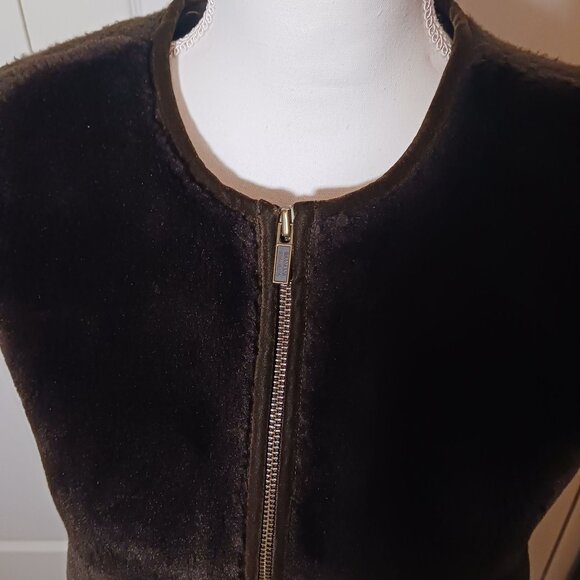 Banana Republic Brown Faux Fur & Fleece Zip Up Vest with Pockets Size S - Picture 2 of 10